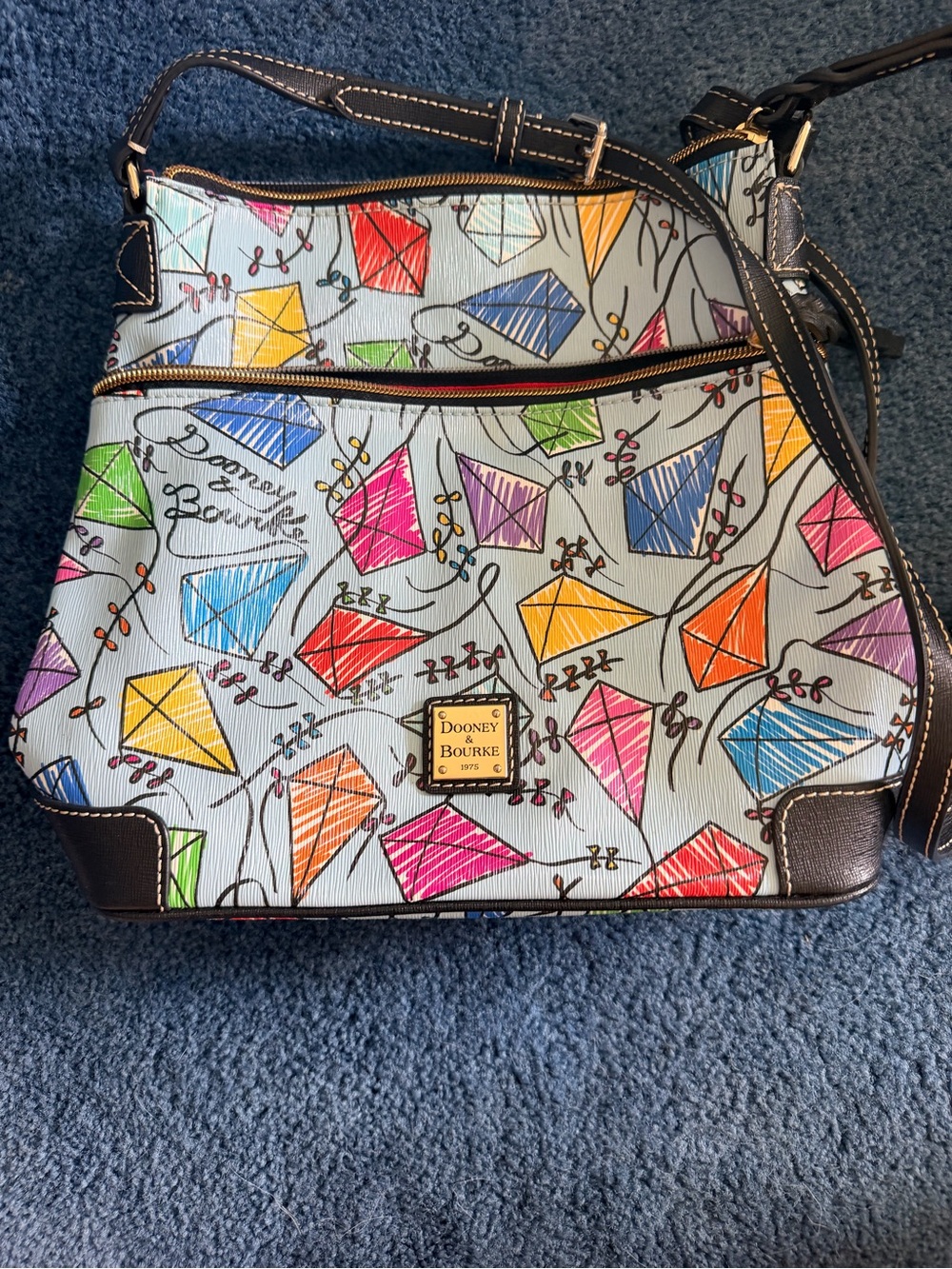 Dooney & Bourke Light Blue Multicolor Kite-Print Shoulder Bag